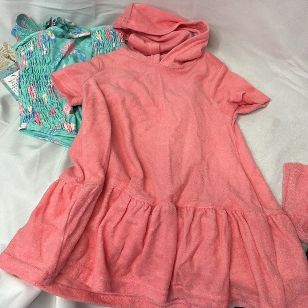 Tommy Bahama flamingo  2 piece set swim suit and hooded swim cover up UPF 50 new